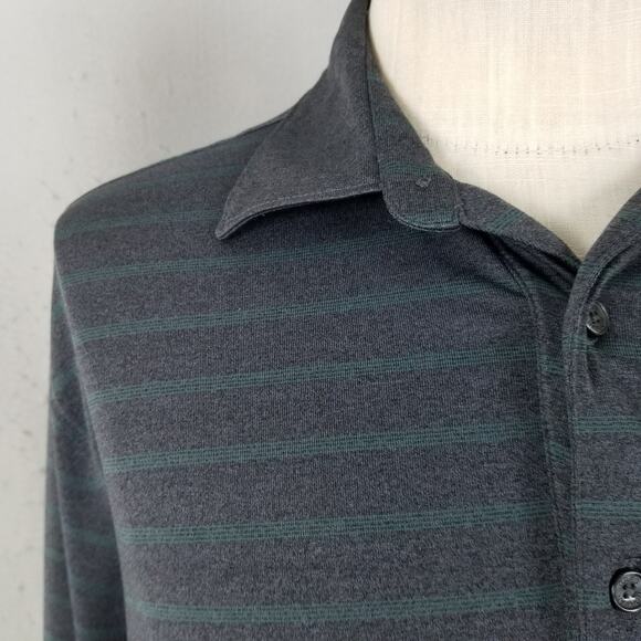 Greg Norman Pullover Shirt Mens Large Gray Stripe PlayDry Golf Performance Shark - Picture 3 of 13